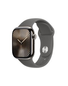 APPLE WATCH SERIES 10 GPS + CELLULAR 42MM NATURAL TITANIUM CASE WITH STONE GREY SPORT BAND - S/M MWXD3ZP/A