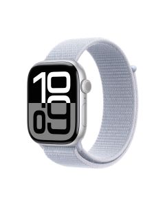 APPLE WATCH SERIES 10 GPS + CELLULAR 46MM SILVER ALUMINIUM CASE WITH BLUE CLOUD SPORT LOOP MWY23ZP/A