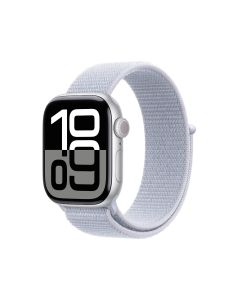 APPLE WATCH SERIES 10 GPS + CELLULAR 42MM SILVER ALUMINIUM CASE WITH BLUE CLOUD SPORT LOOP MWX53ZP/A