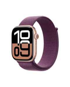 APPLE WATCH SERIES 10 GPS 46MM ROSE GOLD ALUMINIUM CASE WITH PLUM SPORT LOOP MWWV3ZP/A